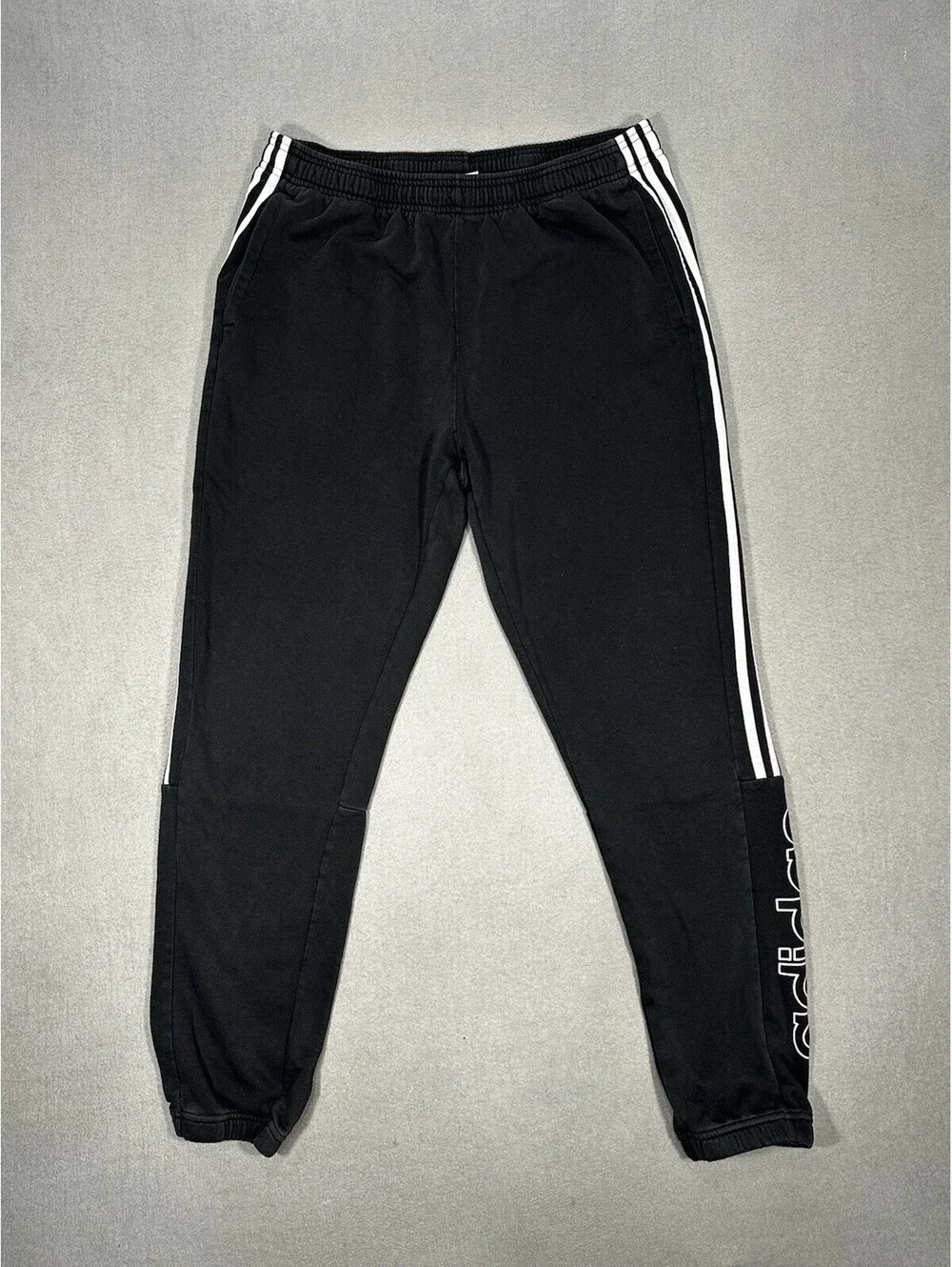 Adidas Men’s Black Jogger Sweatpants 3 Stripe Logo Athletic Track Pants Size XL